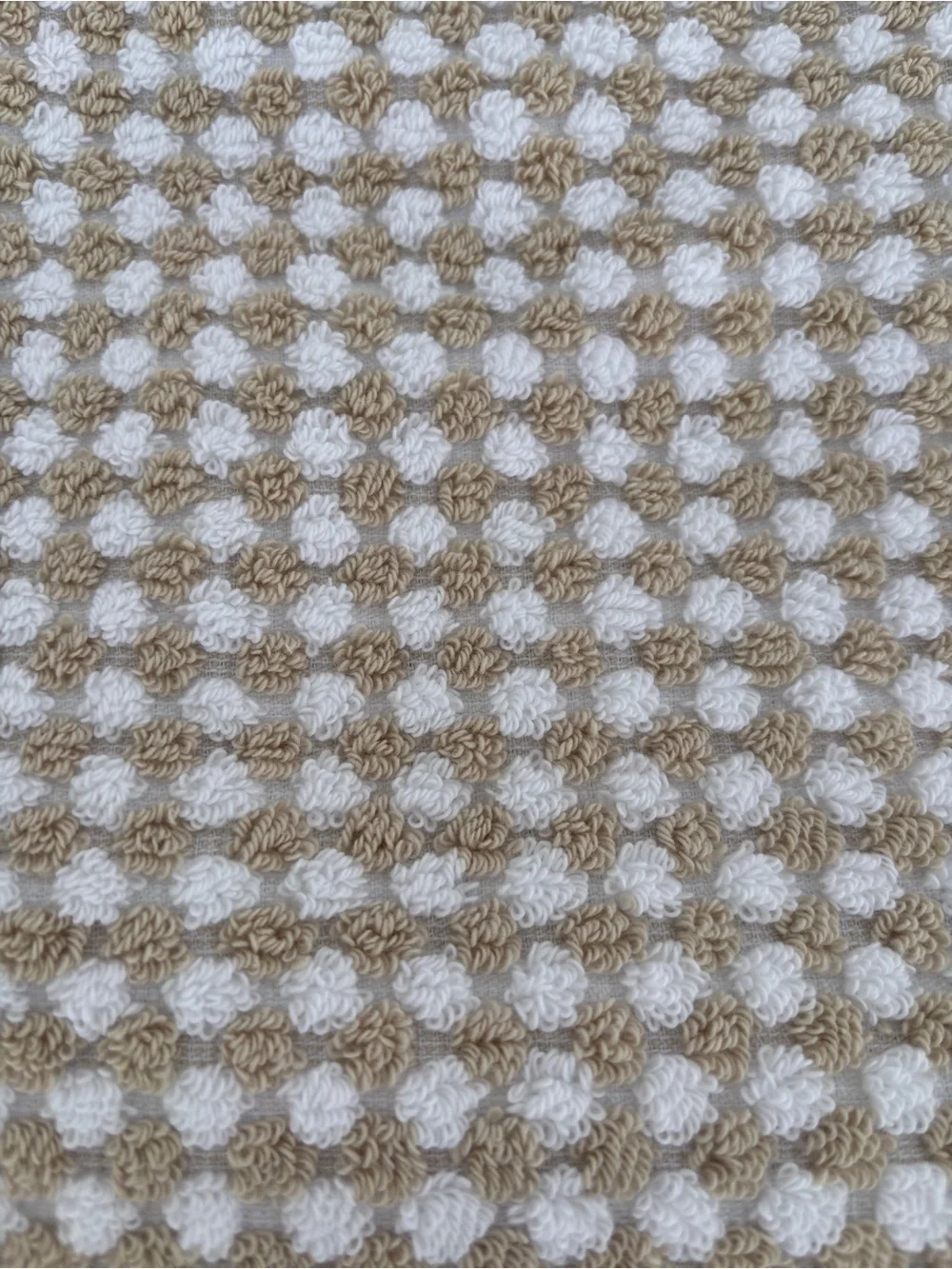 NWT 2Pc DKNY Beige White Gingham Checkerboard Check Bath Towels Soft 100% Cotton